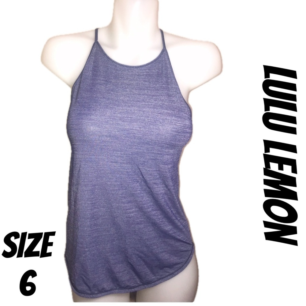 LULU LEMON  FAST AS LIGHT RACERBACK TANK HEATHER BLUE SIZE 6